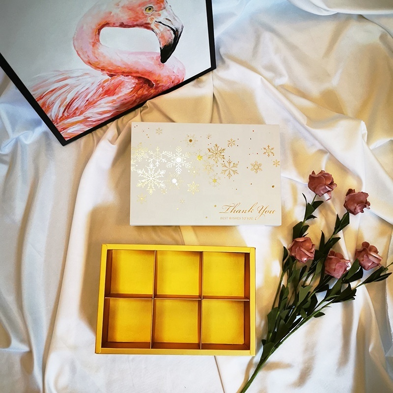 custom paper candy sweet cookie gift packaging box new design 6 grids gold foil drawer cookie box