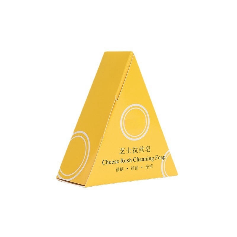 Personalized custom soap box recyclable cosmetic printing logo triangle shape yellow cardboard soap paper box