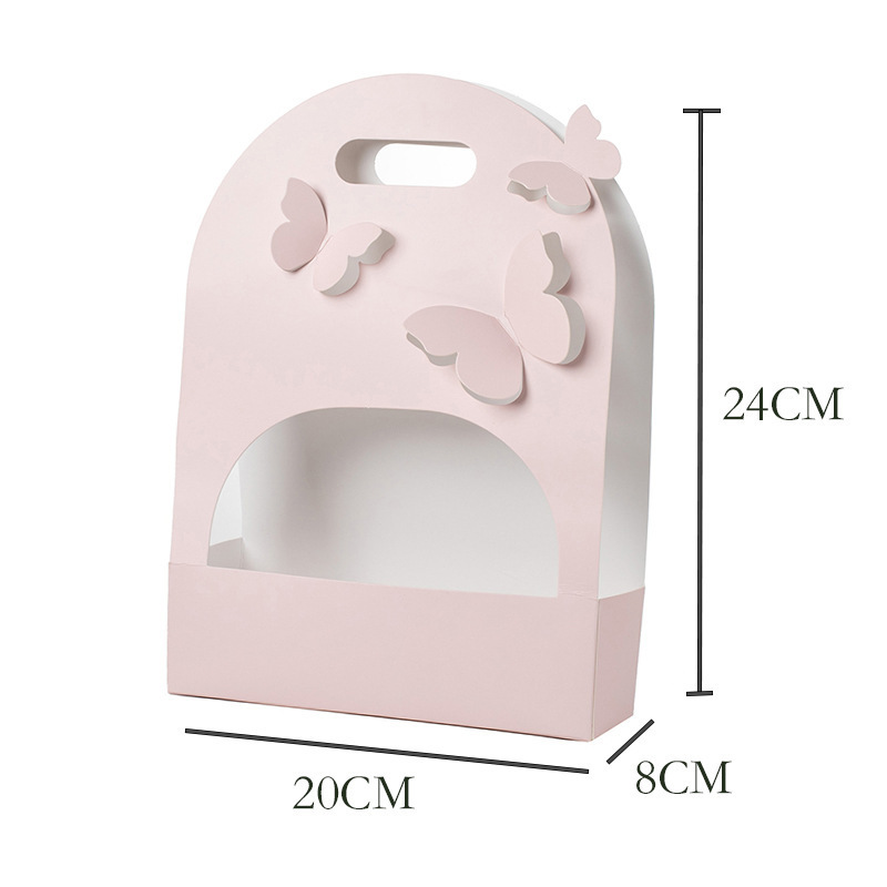 Wholesale Korean style portable handheld flower boxes recyclable creative butterfly floral shop fresh flower gift box