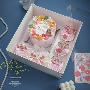 customized print logo 6 holes white cardboard mini cake dessert packaging box cake and cupcake boxes with window