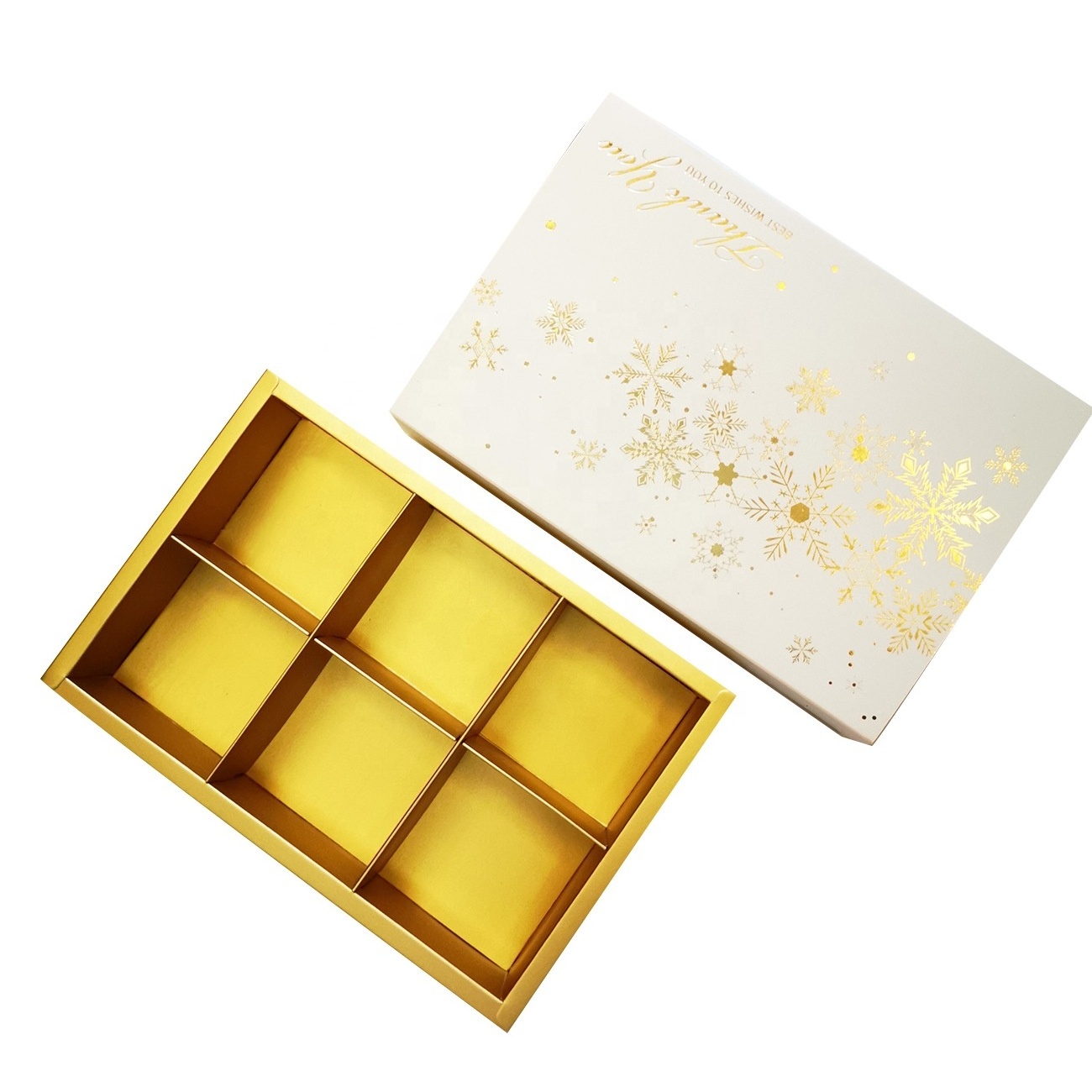 custom paper candy sweet cookie gift packaging box new design 6 grids gold foil drawer cookie box