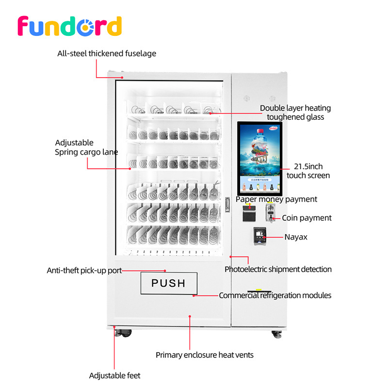 FUNDORD touch screen snack vending machine for foods and drinks