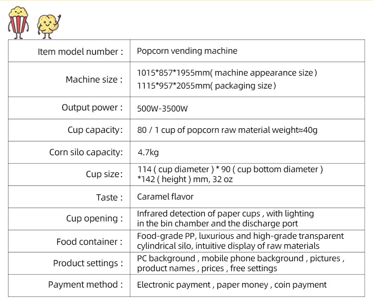 Fundord Pop n Go Digital Corn Popcorn Vending Machine Kids Intelligent Sweet Popcorn Maker Automatic Popcorn Vending Machine