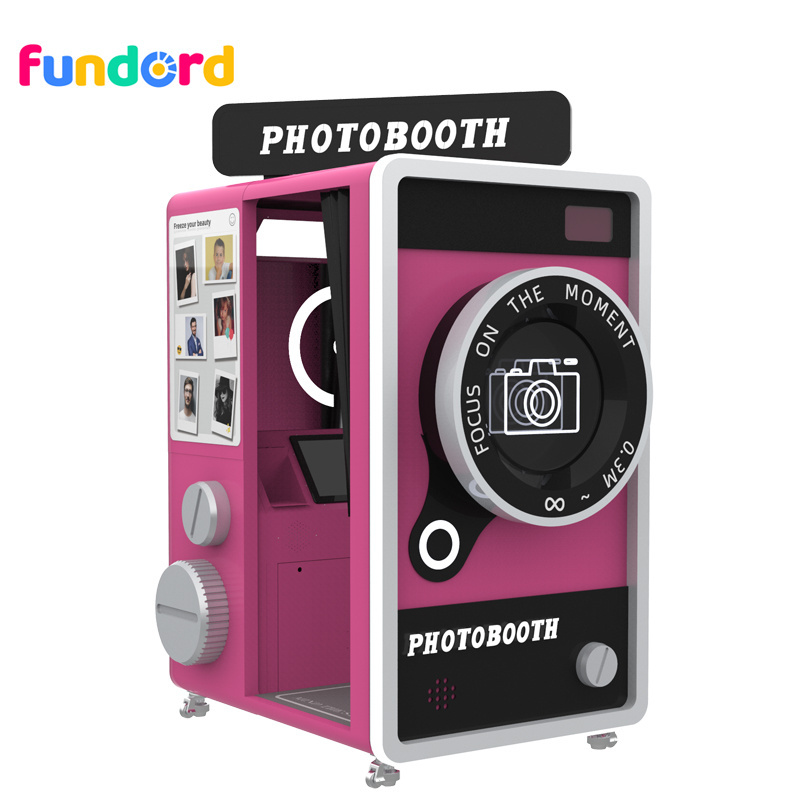 Fundord Portable Selfie Self Service Photo Booth Vending Machine with Digital Camera Props