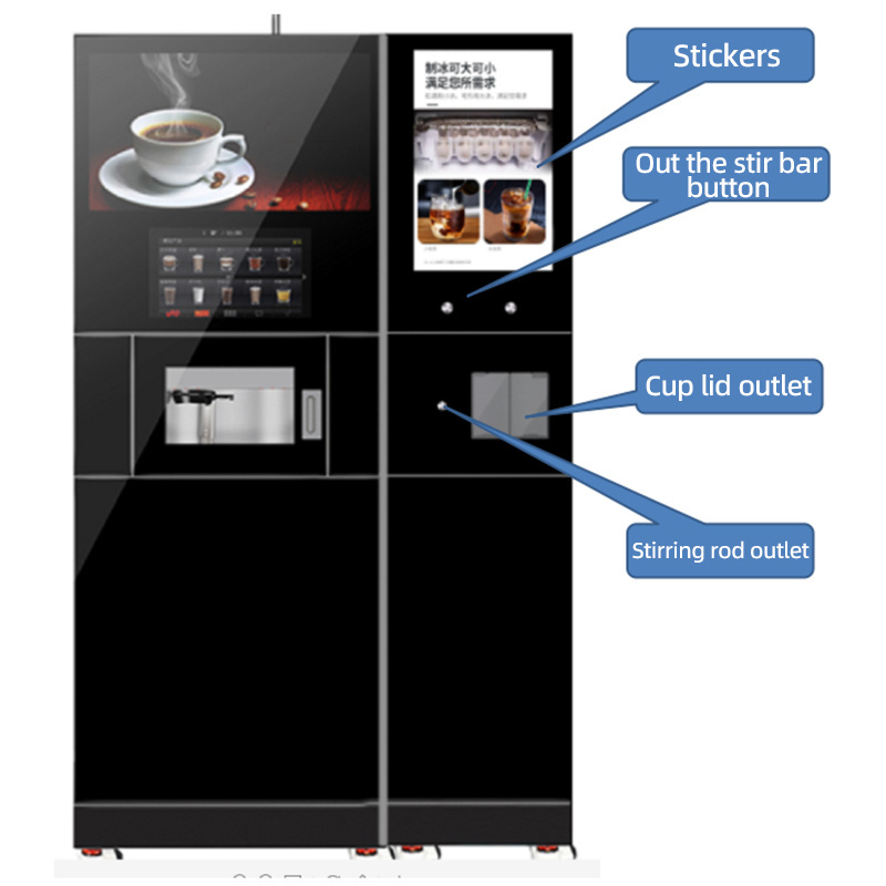 Iced Coffee Vending Machine Fully Automatic for Business with Ice Locker