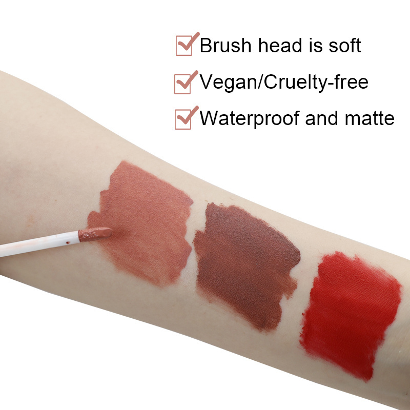 LOW MOQ Make Your Own Makeup Waterproof Nudes Lipstick Private Label Long Lasting Custom Logo Vegan Matte Liquid Lipstick