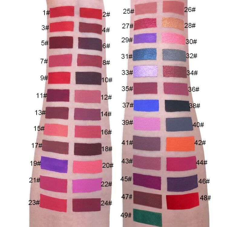 Private Label Oem Custom Logo 49 Colors Liquid Lipstick High Pigment Cosmetics Waterproof Organic Wholesale Matte Lipstick