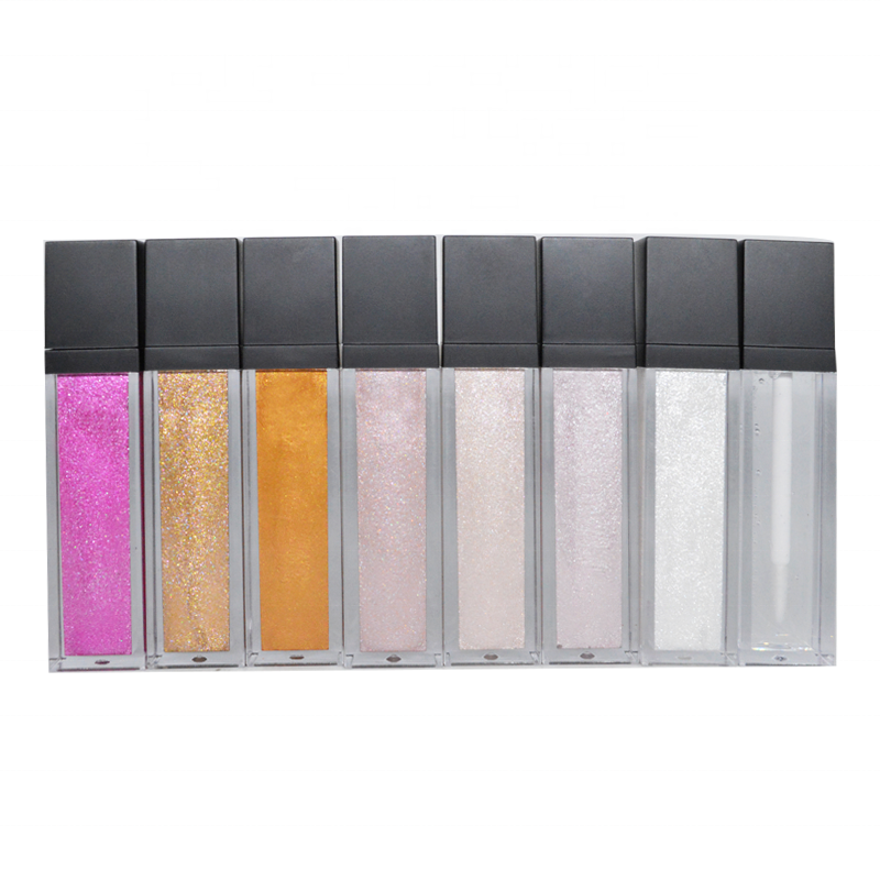 Cosmetics metallic clear lipgloss matte liquid lipstick private label pink gold shiny glitter lip gloss