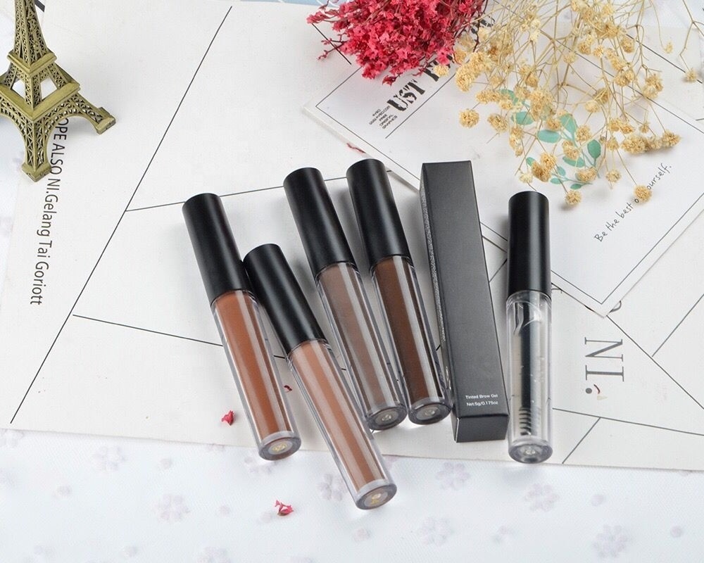 Print your logo eyebrow gel liquid eye makeup brow glue 5 color natural nourishing clear eyebrow gel