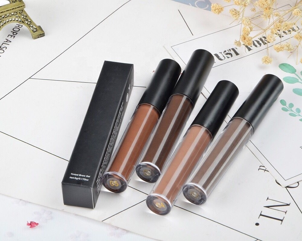 Print your logo eyebrow gel liquid eye makeup brow glue 5 color natural nourishing clear eyebrow gel