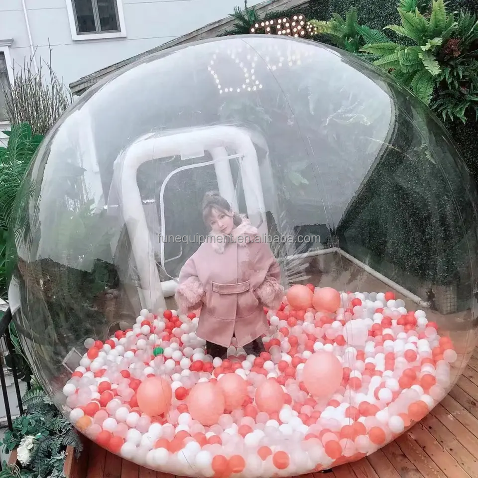 Giant transparent inflatable crystal dome bubble tent outdoor heated inflatable bubble tent with balloons