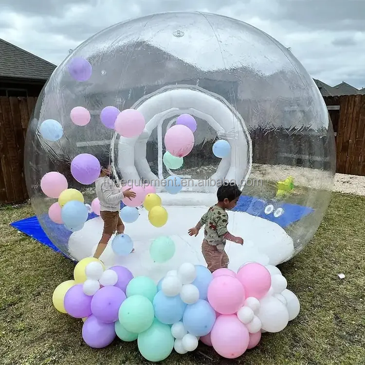 Giant transparent inflatable crystal dome bubble tent outdoor heated inflatable bubble tent with balloons