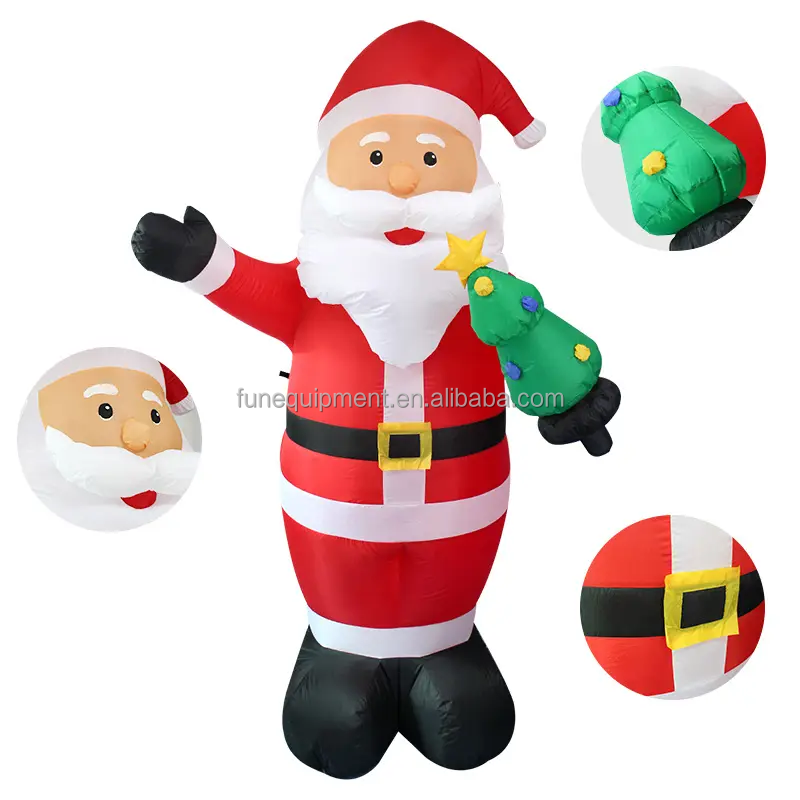 Hot Selling Christmas Inflatable Toys Custom Size Giant Christmas Inflatable Santa Claus with LED Lights