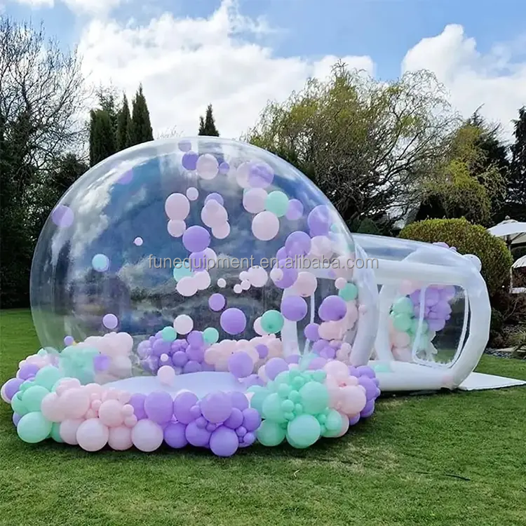 Giant transparent inflatable crystal dome bubble tent outdoor heated inflatable bubble tent with balloons