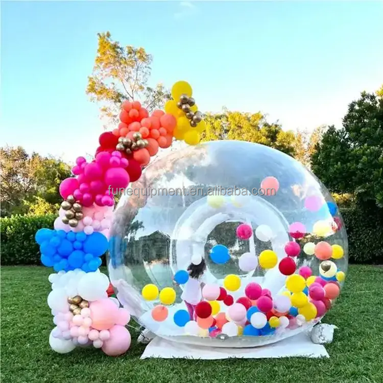 Giant transparent inflatable crystal dome bubble tent outdoor heated inflatable bubble tent with balloons