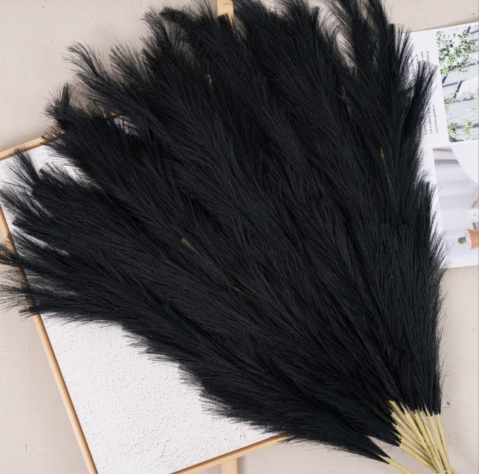 Popular 18 branches flowers artificial pampas grass black pampas grass for home decor