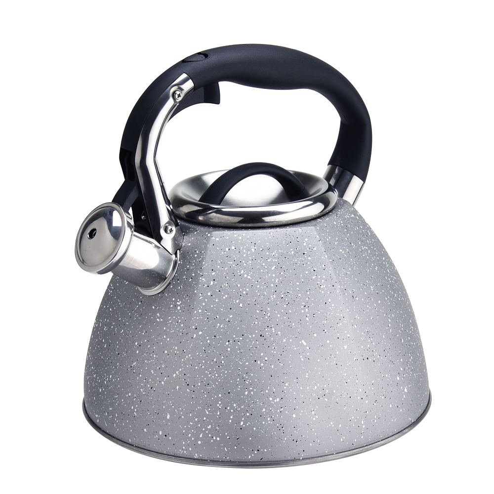 Good Quality 3.0 Liter, 3.2 Quart Grey Color White Spots Coating Stainless Steel Whistling Tea Kettle or Stovetop