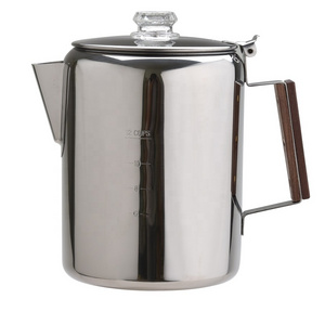 2200ml 12 Cups Large Capacity Stainless Steel Camping Coffee Pot Coffee Percolator For Outdoor Or Stovetop Coffee Maker