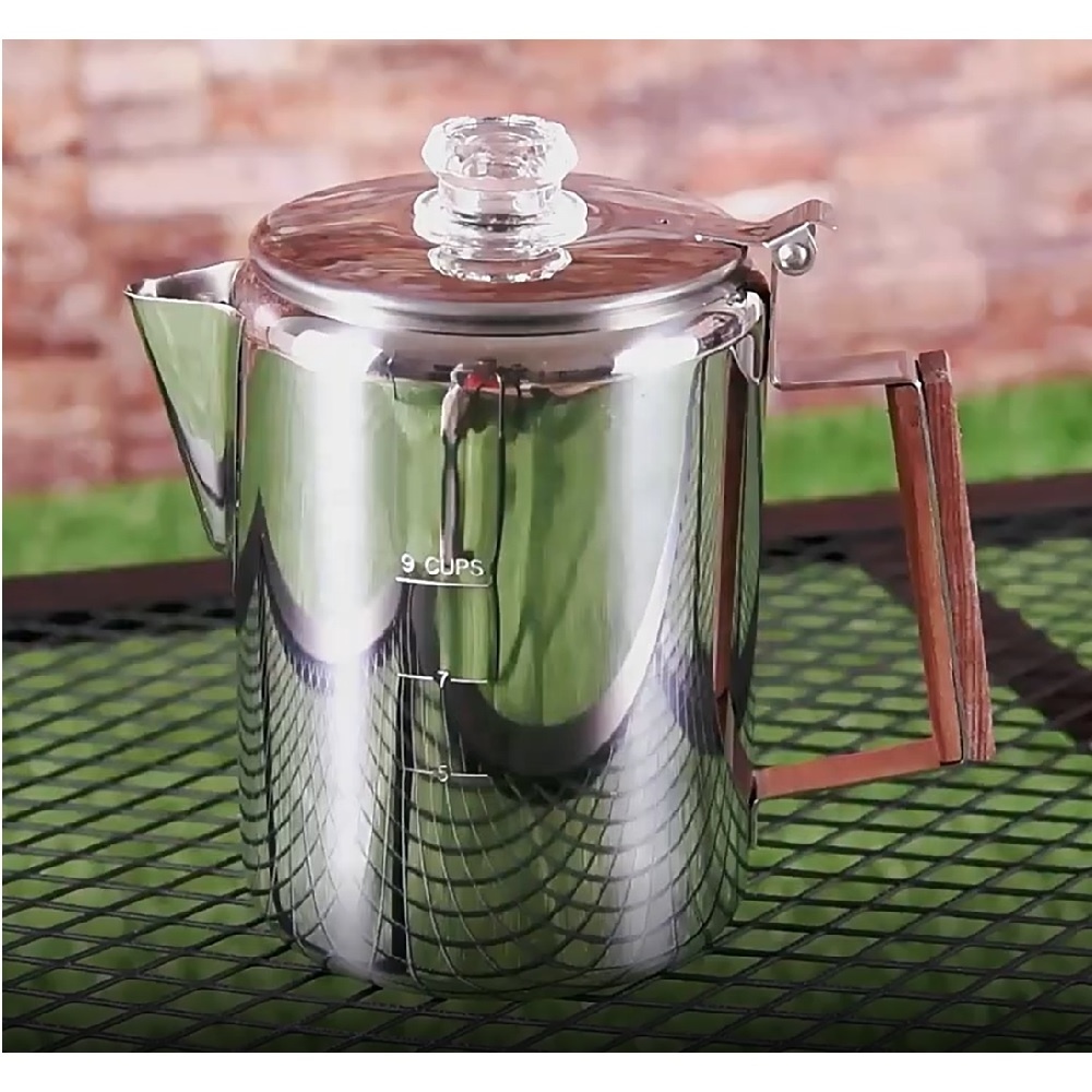 2200ml 12 Cups Large Capacity Stainless Steel Camping Coffee Pot Coffee Percolator For Outdoor Or Stovetop Coffee Maker