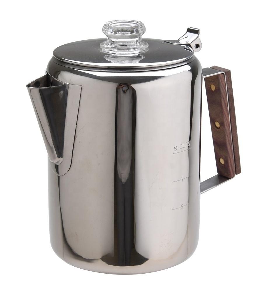 6-12 Cups Stainless Steel Camping Coffee Pot 1000- 3000ML Coffee Percolator For Outdoor Stove Top Coffee Making