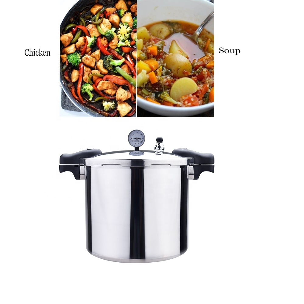 Pressure Cooker Pot Set 22 Quart Aluminum Pressure Canner With Pressure Gauge Control, For Steaming Canning And Stewing, Silver