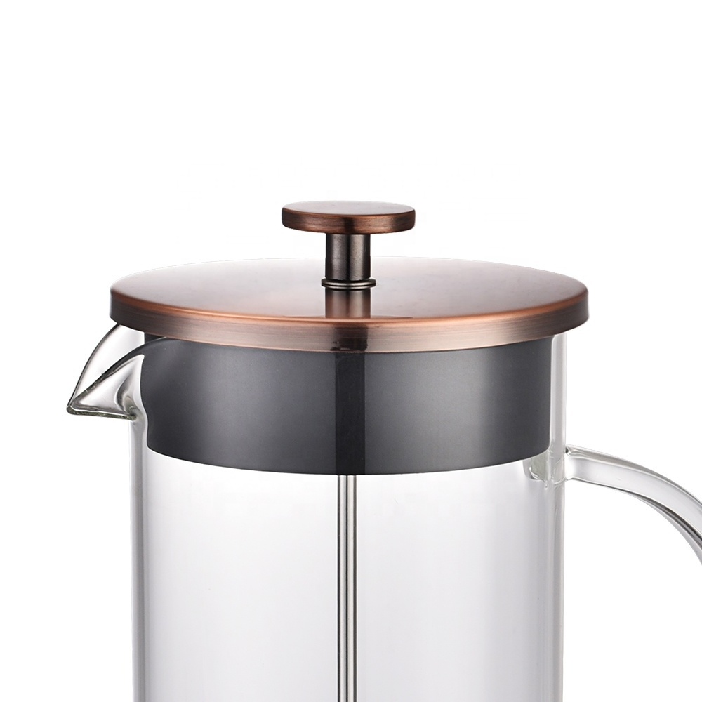 French Press Double Wall Glass Coffee Maker with Borosilicate Glass and TPR Base