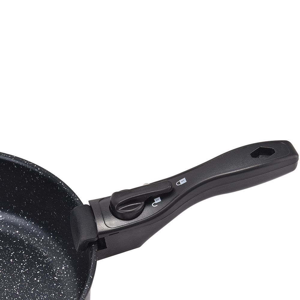 Stackable grill pan non-stick frying pan with removable handle pans for home and camping