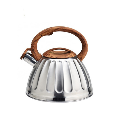 Stainless steel cute tea kettle whistling kettle with wooded bakelite handle and induction bottom