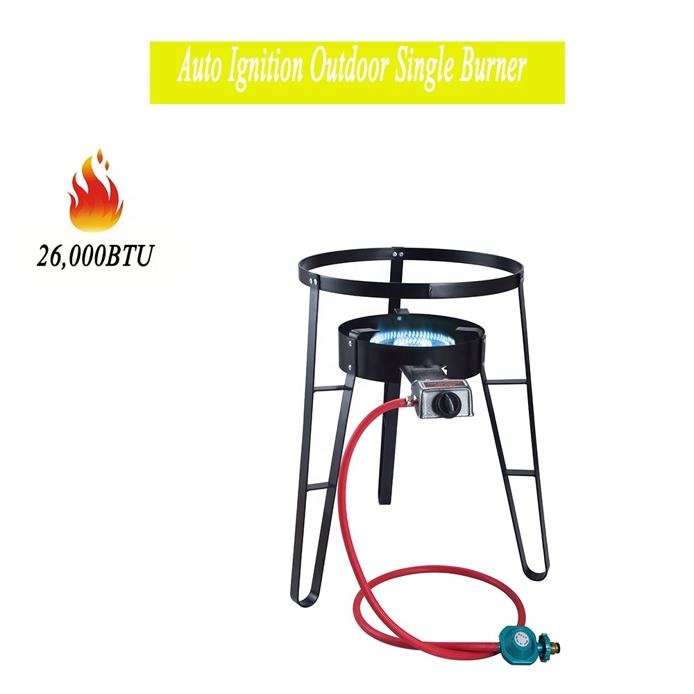 26000 BTU Single Gas Stove Outdoor Wok Gas Burner Outdoor Cast Iron Propane Burner 27 Inch Heigh