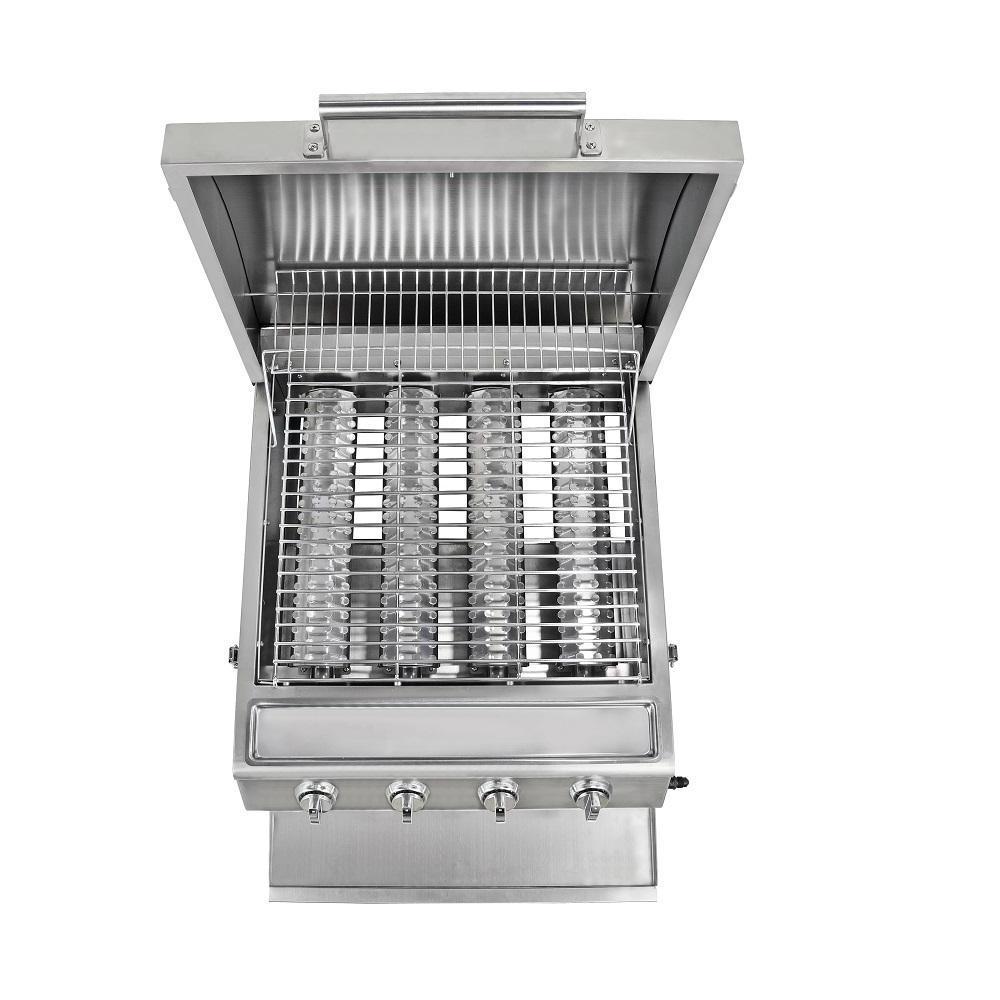 Professional Portable Stainless Steel Propane Tabletop Gas Grill with Four Burner and Built-in Thermometer