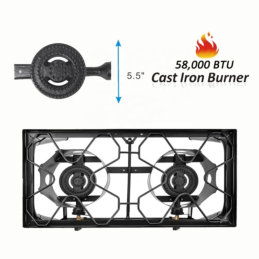 High Pressure Burner Wiht Portable Stand Camping Double Gas Stove Burner With Certificate