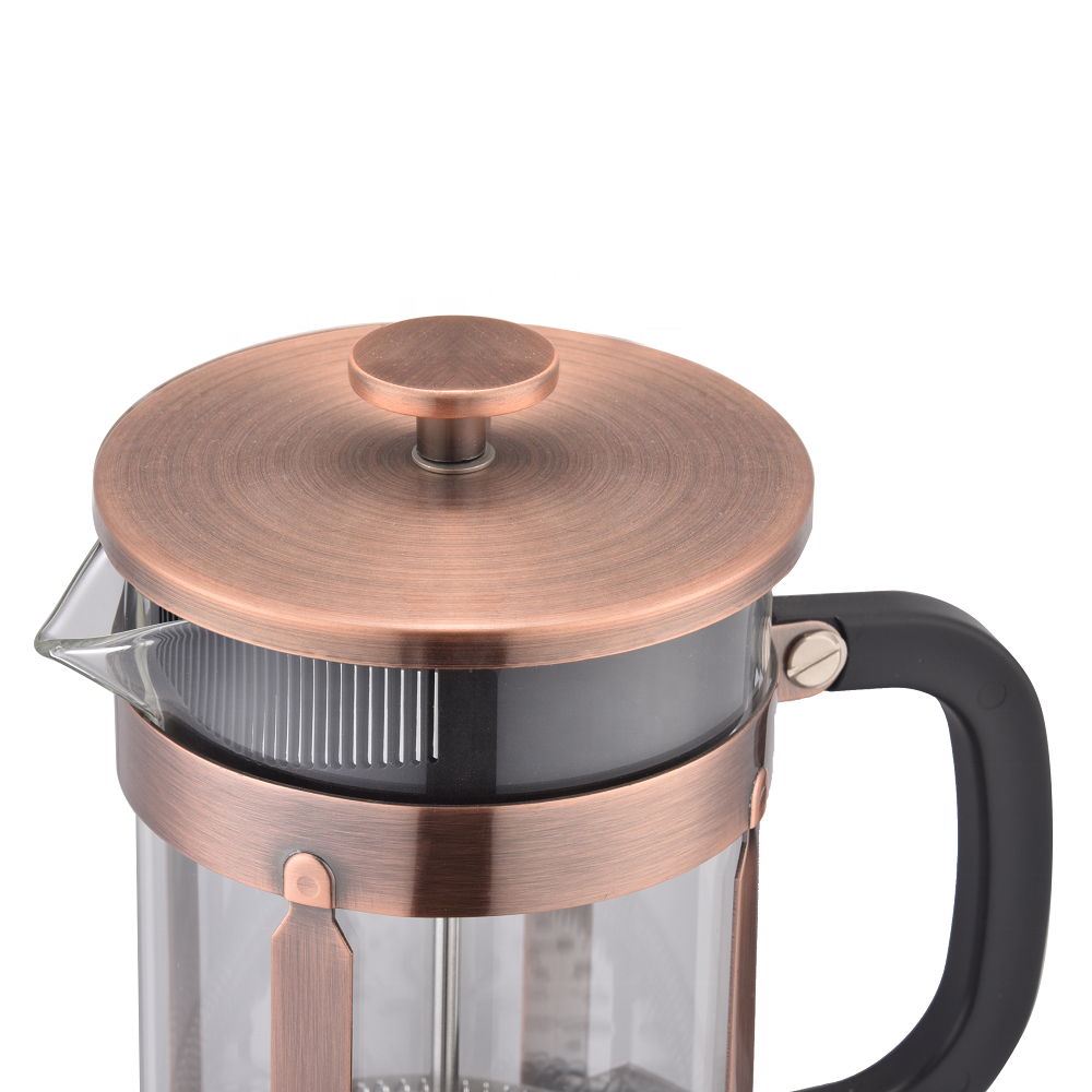 600ml Heat Resistant Borosilicate Glass Chrome Steel Copper Color French Press Coffee Maker