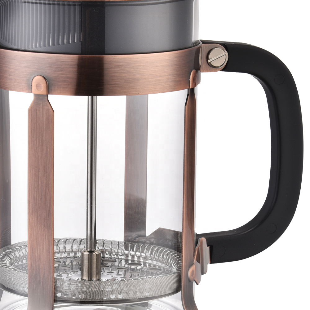 600ml Heat Resistant Borosilicate Glass Chrome Steel Copper Color French Press Coffee Maker