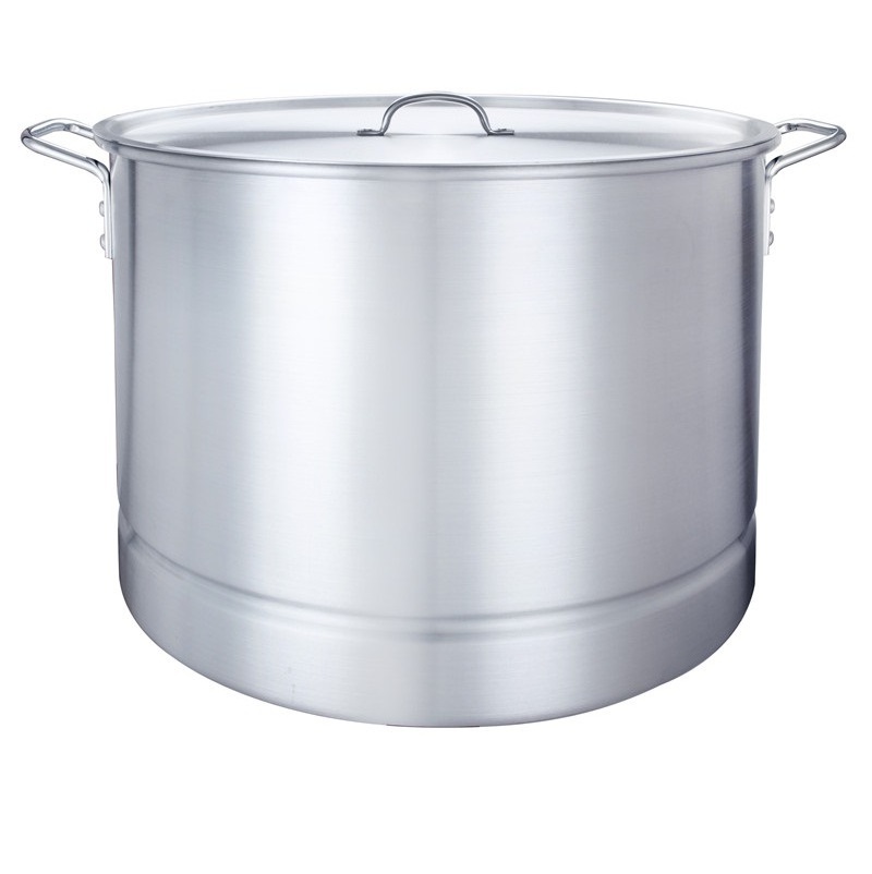 Large Aluminum 3 Pieces Stock Set With Lids and Steamers (64, 84, 100Qt Pots) All-Purpose Boiling Pot