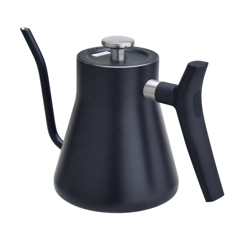 Pour Over Kettle Black with Thermometer Stainless Steel  Kettle Drip Coffee Kettle with Bakelite Handle 1.2L