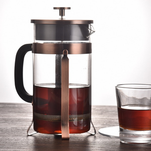 600ml Heat Resistant Borosilicate Glass Chrome Steel Copper Color French Press Coffee Maker