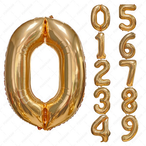 2024 New Shape Happy Birthdays Weddings Party Decoration 40" Digital Ballon Globos 40inch Giant 0-9 Number Foil Helium Balloons