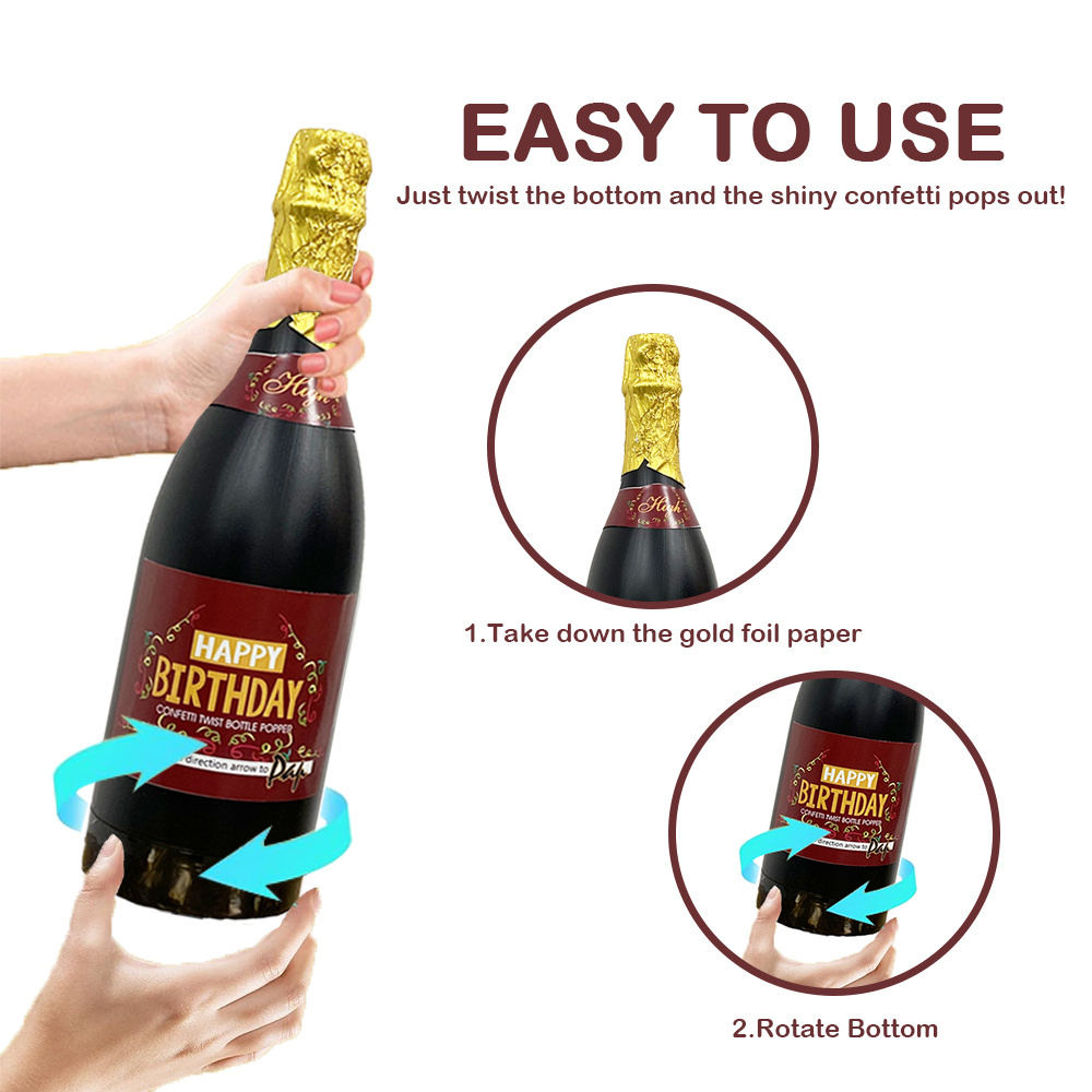 New Wine Bottle Confetti cannon Festival Occasion Decoration Confetti Popper With Custom For Wedding Birthday Confetti cannon