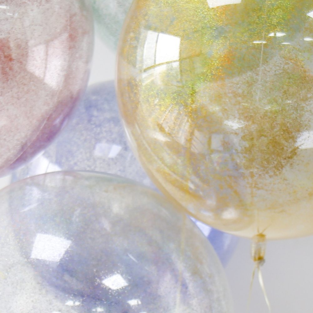 New strong adhesion glitter confetti bubble balloon christmas transparent bobo balloons super elastic round glitter bobo balloon