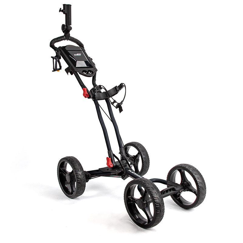 Light Weight Folding Golf Trolley 4 Wheel Golf Push Cart with Umbrella Holder and Drink Holder