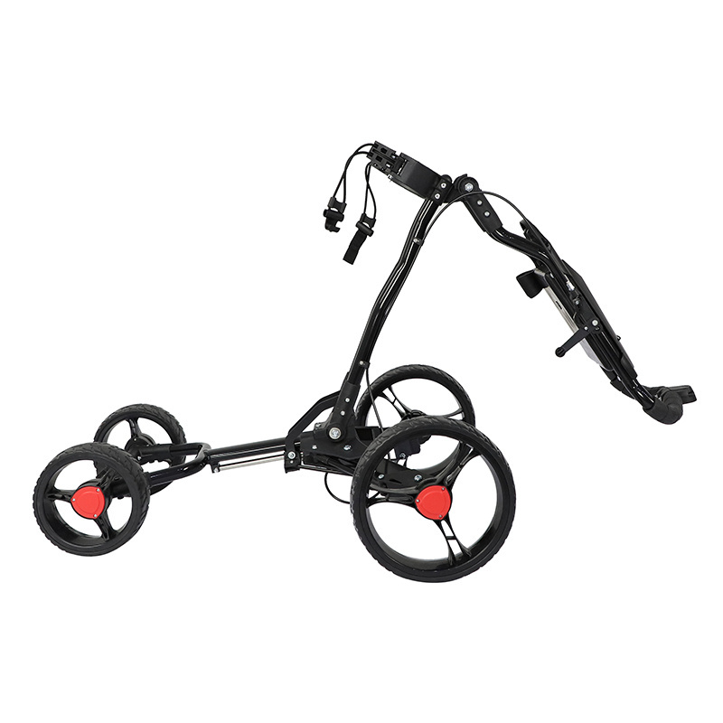 Golf Cart with brake and Umbrella holder  4-wheel Golf Push And Pull Cart  Aluminum alloy Golf Trolley Easily Fold Bag Carts