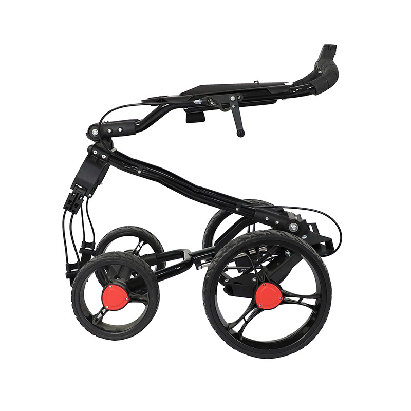 Golf Cart with brake and Umbrella holder  4-wheel Golf Push And Pull Cart  Aluminum alloy Golf Trolley Easily Fold Bag Carts