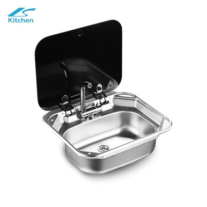 RV Caravan Motorhome Parts Stainless Steel Round Hand Wash Basin RV Kitchen Sink