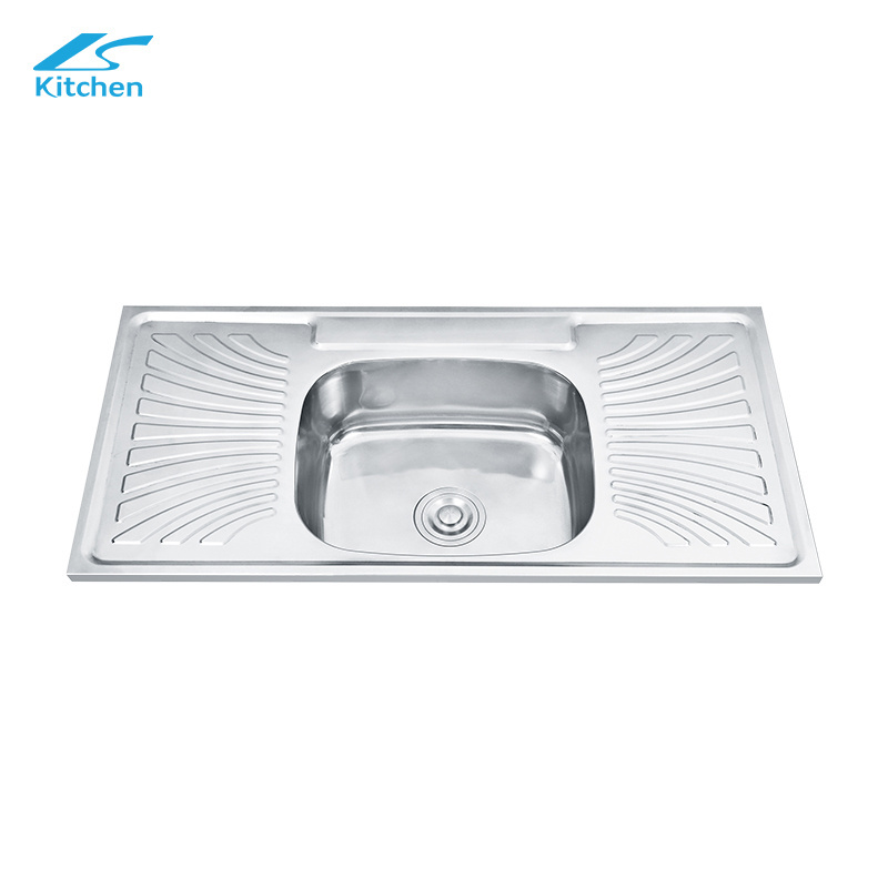 W10050SA Fregadero negro single bowl SS laundry or kitchen sink 304 steel pressed drainboard sink stainless steel kitchen evier