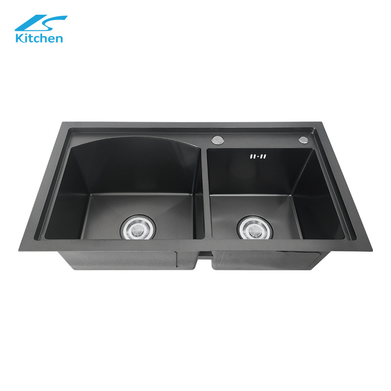 Modern Standard Black Composite stainless steel Sink Double Bowl 304 Kitchen Sinks