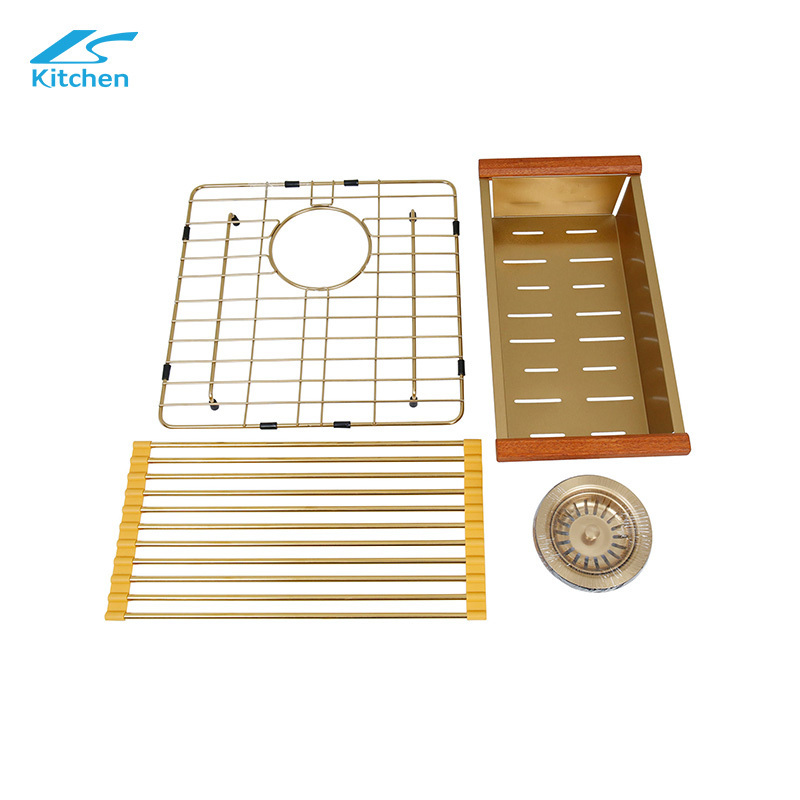 Ho't Price Gold Double Bowl Stainless Steel Kitchen Sink Kitchen Counter Sink With Drainboard