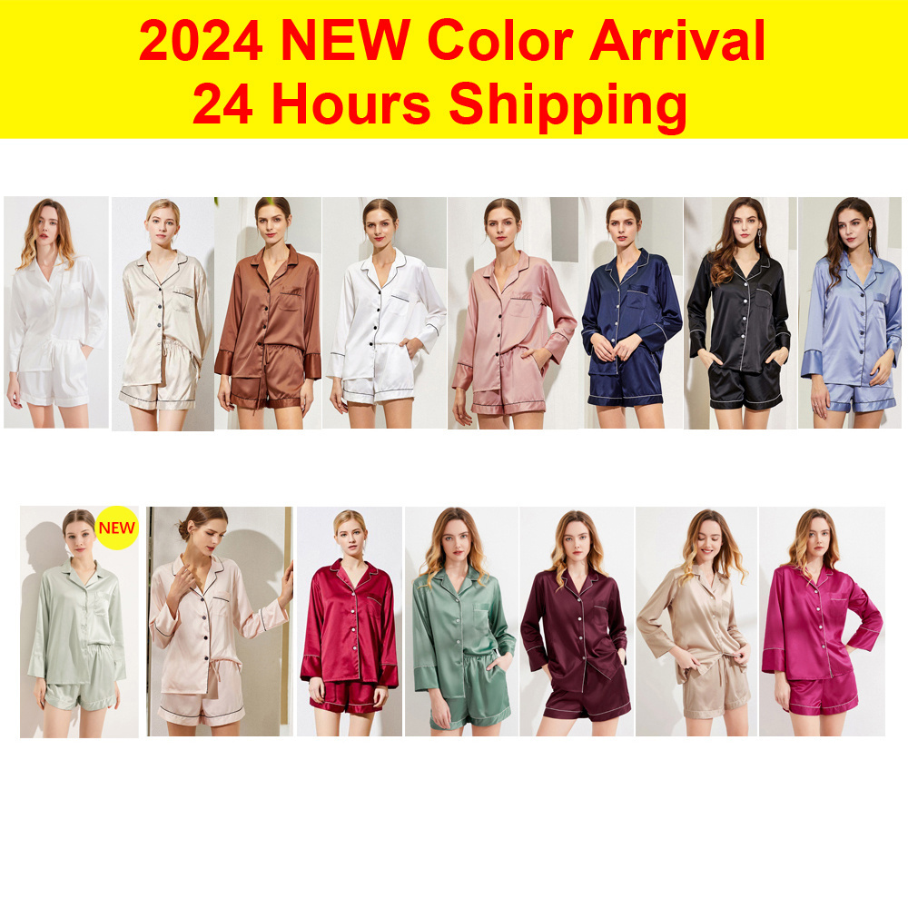 Fung 6002 Pajama Sets Home Nightwear Wholesale Pajama Sets Women Two Pieces long Sleeve Satin  Pajama Sets