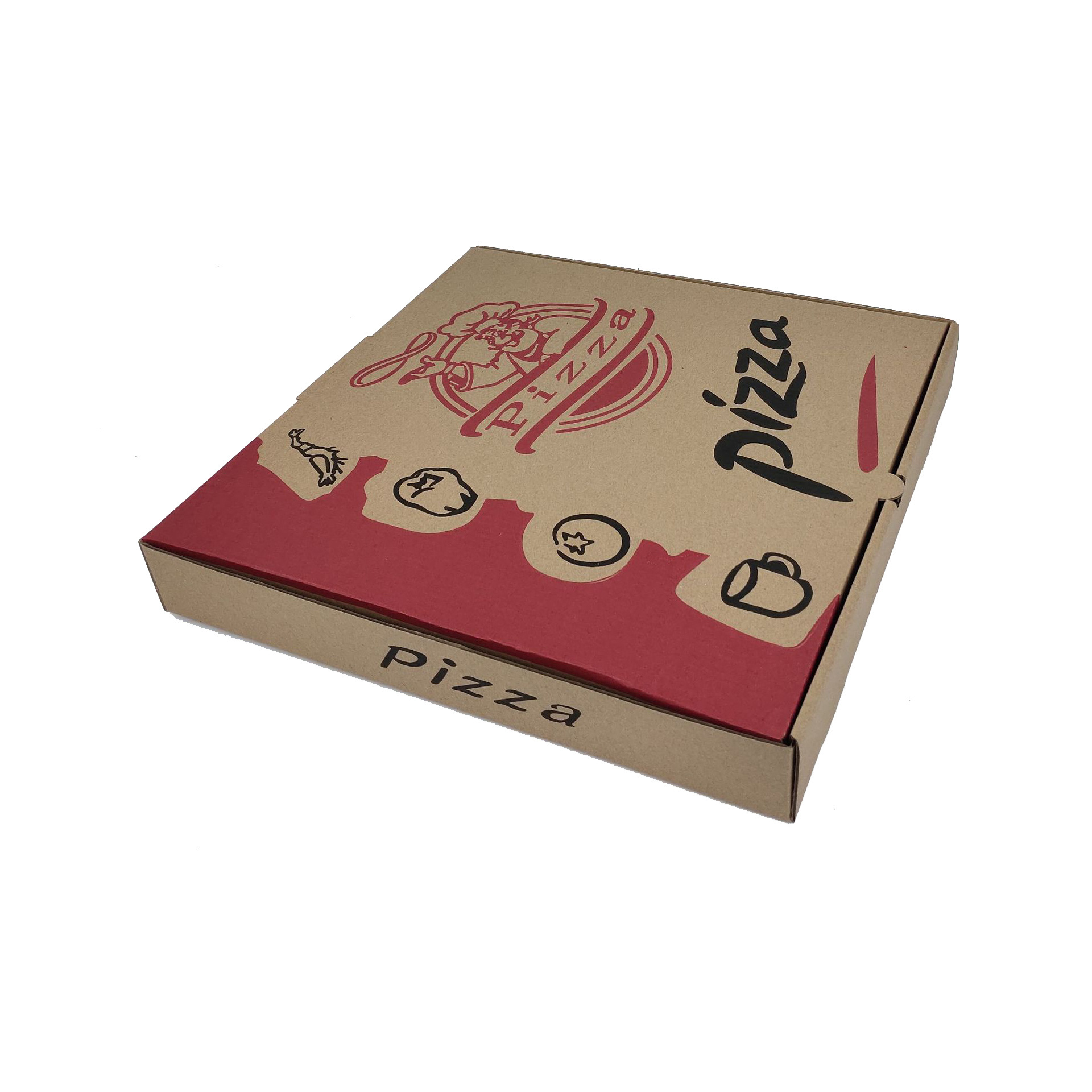 Burger Pizza Boxes Corrugated Kraft Paper Disposable Wholesale Cheap Custom Printed Takeaway to Go 4 6 8 10 12 16 Inch 27 32 Cm