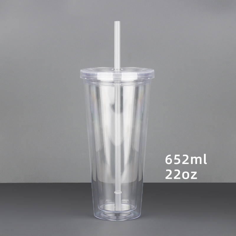 Custom Gifts 16oz Double Wall Insulated Boba Milk Tea 12mm Straws Plastic Tumbler 20oz Reusable Bubble Boba Tea Cups With Lids