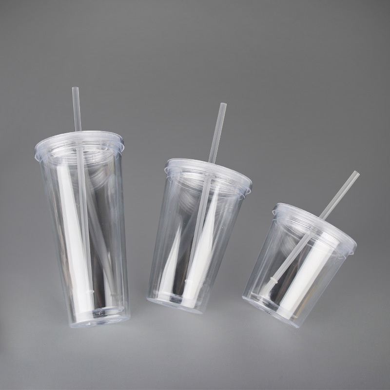 Custom Gifts 16oz Double Wall Insulated Boba Milk Tea 12mm Straws Plastic Tumbler 20oz Reusable Bubble Boba Tea Cups With Lids